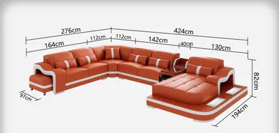 Produktbild von U Form Sofa Couch Polster Garnitur Wohnlandschaft Ecksofa Leder Eckgarnitur Neu