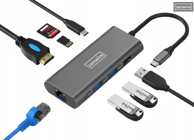 Produktbild von HUB adaptér USB-C 9W1 HDMI 4K USB 3.0 SD Ethernet