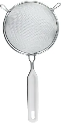 Obrázok produktu pre Sitko kovové, pocínované, s kovovo-plastovou rukoväťou, priemer 12 cm, dĺžka 26 cm Čajové sitko kovové Kuchynské sitko