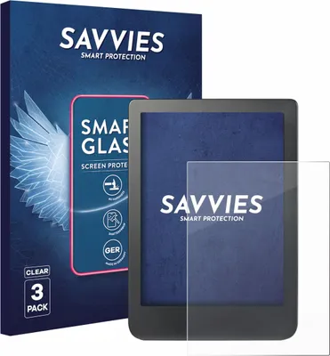 Produktbild von 3x Savvies Schutzglas Folie für Kobo Clara HD (6") / BW / Colour 9H Panzer Schutzfolie Glas Displayschutz klar transparent