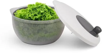 Produktbild von Famanu Salatschleuder 4 Liter, BPA-frei, 3-in-1 Schleuder, Sieb und Schüssel, mit 3D-Handkurbel