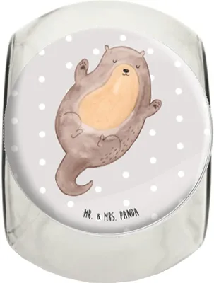 Produktbild von Mr. & Mrs. Panda Kaffeedose Otter Umarmen XL 2000ml - Grau Pastell - Geschenk, Bonboniere, Bonbonglas, glücklich, gut Gelaunt, Hallo, Optimistisch, Teedose, Seeotter See
