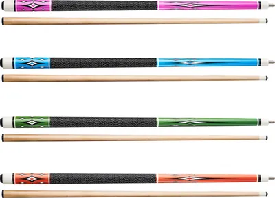 Zdjęcie produktu dla Zestaw kijów bilardowych SucceBuy, 4 sztuki (1473,2 mm / 510/538/566/595 g), wykonane z drewna klonu kanadyjskiego z pierścieniem łączącym ABS, idealne do baru, domu, biura i amerykańskiej gry w 9 bil, kij bilardowy