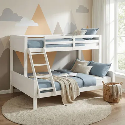 Produktbild von Homestyle4u Etagenbett 90x200 140x200 Hochbett Geschwisterbett Kinderbett Weiß Kinderzimmer