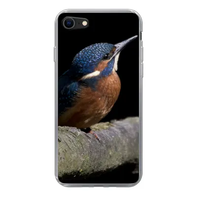 Produktbild von MuchoWow® Handyhülle Schutzhülle Hülle für iPhone SE 2020 Eisvogel - Zweig - Federn - Schwarz Silikon Softcase Handy Hülle - Kartenbesitzer