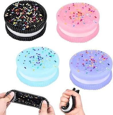 Produktbild von Taba Squishy, 4 Stück Keks Stressabbauspielzeug, Ultraweiches Dekompressions Entlüftungsspielzeug, Cookie Stress Relief Toy für Angst