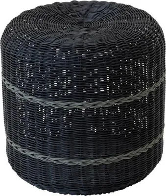 Produktbild von Pouf - Ø41x40 cm - Korbweide - Schwarz