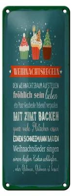 Produktbild von Blechschild Spruch 10x27 cm Weihnachtsregeln Dekoration