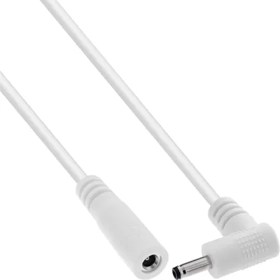 Produktbild von InLine® DC Verlängerungskabel, Winkelstecker, 3,5 x 1,35 mm, weiß, 0,2 m