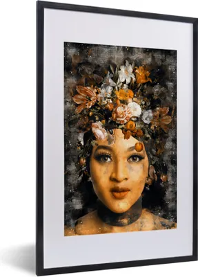 Produktbild von MuchoWow® MuchoWow® Gerahmtes Poster Frauen - Farbe - Flora 40x60 cm - Poster mit zchwarzem Bilderrahmen - Poster in Rahmen