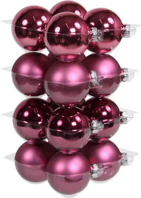 Produktbild von 16 Christbaumkugeln Glas Weihnachtskugeln Kugel 80mm 8cm Baumschmuck Weihnachten, Farbe:heide glanz / matt