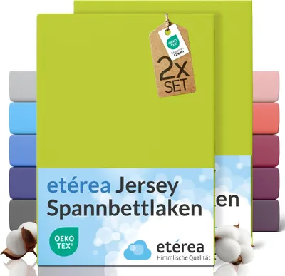Produktbild von etérea Spannbettlaken Jersey 2 Stück - 90x200 cm - Bettlaken - 100 % Baumwolle - Anthrazit