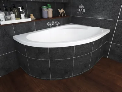 Zdjęcie produktu dla Wanna Akrylowa Zestaw 4w1 Asymetryczna 130x85 Prawa Biała + Zabudowa Styropianowa, Nowoczesny Syfon i Nogi (stelaż) w komplecie | BADLAND STANDARD