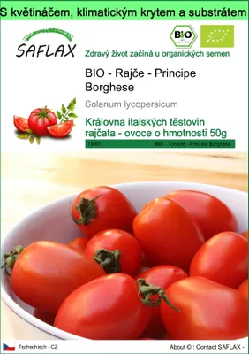 Obrázek produktu pro SAFLAX Garden to go - BIO - Rajče - Principe Borghese - Solanum lycopersicum - 10 Semena - S květináčem, klimatickou poklicí a pěstebním substrátem