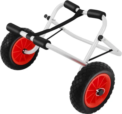 Produktbild von Klappbarer Kajakwagen aus Aluminium bis 80 kg mit Kanuwagen, Bootswagen und ⌀26 cm großen PolyurethanRädern, Transportwagen für Boote, Kanus und Kajaks sowie Surfwagen
