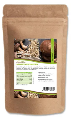 Produktbild von Mynatura Shiitake Pilze getrocknet & geschnitten – ab 100g - 500g