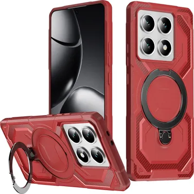 Obrázek produktu pro Pouzdro MagSafe pro Xiaomi 14T - Zadní kryt s kroužkem Phonesta IronLock - Červené