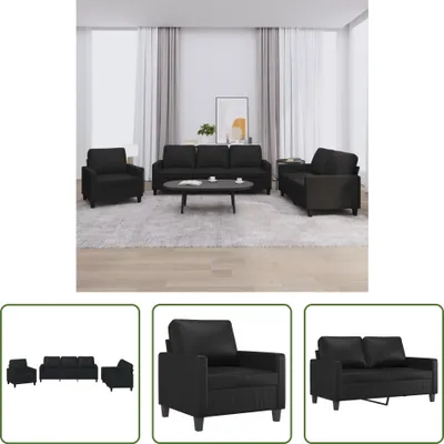 Produktbild von The Living Store 3-tlg. Sofagarnitur mit Kissen Schwarz Kunstleder