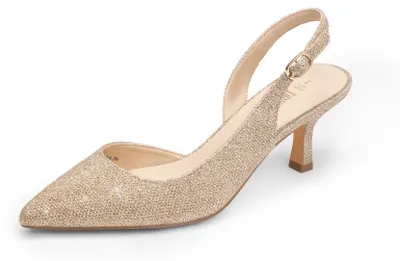 Produktbild von DREAM PAIRS Kitten Heels Slingback Schuhe,Size 37,Gold-Glitzer – Größe 37 EU, Gold Glitzer