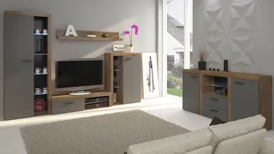 Obrázek produktu pro Nábytek do obýváku THISE - dub lefkas / grafitový