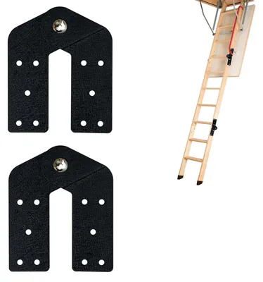2 Stück Klapptreppen-Scharnier, schwarz, für Dachbodenleiter