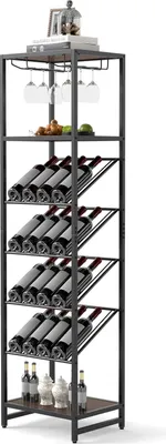 Produktbild von GOPLUS Weinregal für 16 Flaschen, Flaschenregal freistehend mit 2 Reihen Glasständern & 3 Ablageflächen, Flaschenhalter mit Kippsicherung, für Küche