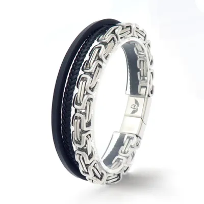 Produktbild von Leder Armband SILVER SLEDER 21 cm / Silber