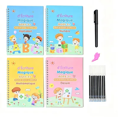 Productafbeelding van Herbruikbare schrijfset voor kleuterschool, 4 boeken en accessoires