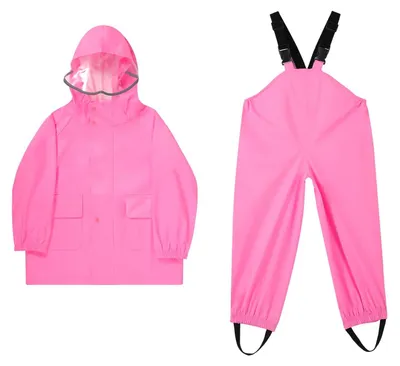Productafbeelding van Unisex Kinderen Regenpak met Waterdichte Jas en Dungarees