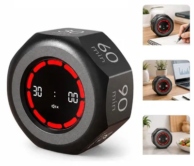 Produktbild von Digitaler Küchentimer Flip Timer mit 7 Countdown Zeiten Stoppuhr LED Anzeige und Lautstärkeregelung