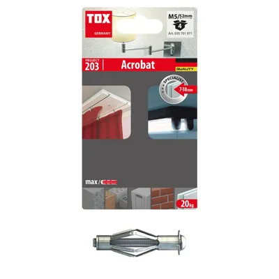 Obrázok produktu pre TOX Acrobat, Súprava skrutiek a hmoždiniek, Betón, Kov, Šedá, Krížový, Nemecko