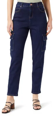 Productafbeelding van KAFFE dames jeans, cropped model, met cargozakken, slim fit, hoge taille