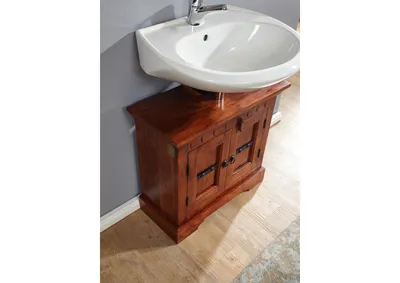 Produktbild von MASSIVMOEBEL24 Waschbeckenunterschrank Akazie 66x30x60 nougat lackiert OXFORD #1007