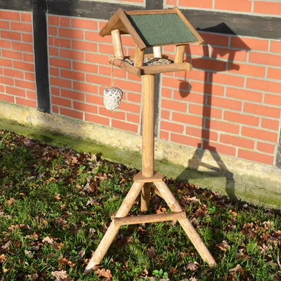 Produktbild von zooprinz Vogelhaus mit Ständer | Bird House | 124 cm | Wetterfest | Kiefernholz | Bitumendach