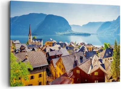 Produktbild von Bild auf Leinwand - Leinwandbild - Berge See Wasser - 100x70cm - Wand Bild - Wanddeko - Wandbilder - Leinwanddruck - Bilder - Kunstdruck - Wanddekoration - Leinwand bilder - Wandkunst - AA100x70-3955