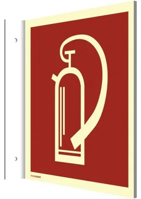 Produktbild von Dreifke® Fahnenschild Feuerlöscher, Kunststoff, nachleucht., 160-mcd, 200x200 mm