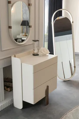Zdjęcie produktu dla Kommode mit 2x Spiegel Ganzkörperspiegel Wandspiegel Schrank Edelstahl Sideboard