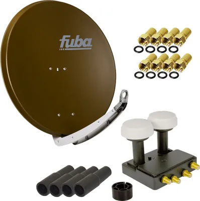 Produktbild von FUBA SAT Anlage DAA 850 B ALU Braun PremiumX Quad Monoblock 8x F-Stecker 4x Tülle