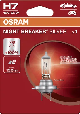 Zdjęcie produktu dla Żarówka Night Breaker Silver H7 12V/55W Px26D +100% 1Szt. Blister (Eko)