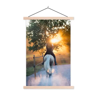 Produktbild von MuchoWow® Textilposter Pferd - Sonne - Sand 40x60 cm mit holzfarbenen Rahmen - Poster