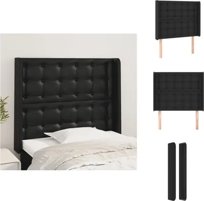 Produktbild von vidaXL Kopfteil mit Ohren Schwarz 93x16x118/128 cm Kunstleder -  Kopf- & Fußenden