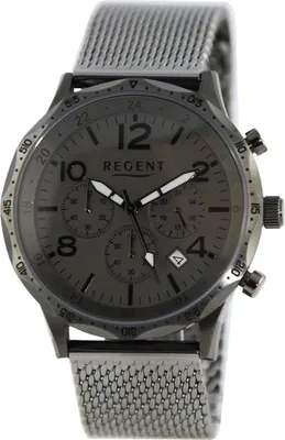 Produktbild von Regent Herren Uhr Metall Armbanduhr Metallarmband Analog grau D2UR1151547