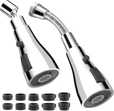 Immagine prodotto di Rubinetto a spruzzo per rubinetto della cucina - Prolunga per rubinetto con spruzzatore girevole a 360° - Incluso filtro per rubinetto e tubo flessibile - Aeratore per rubinetto - Antiplash - Adattatore per rubinetto - Da M22 a M20.