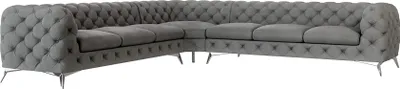 Produktbild von S-STYLE MÖBEL - Chesterfield Ecksofa Cleo mit Silber Metall Füßen aus Grau Samtstoff, B/T/H: 323 cm/ 323 cm/ 75 cm