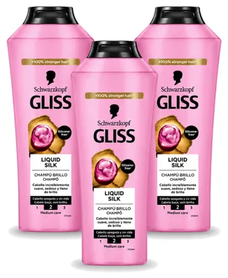 Obrázok produktu pre 3 fľaše šampónu Gliss-Kur Liquid Silk pre hebké vlasy - 400 ml - výhodný balík - 3 kusy