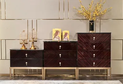 Produktbild von Kommode mit 4 Schubladen Sideboard Hochglanz Schrank Anrichte Kommoden Schwarz