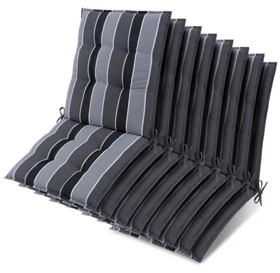 Produktbild von Beautissu 8er Set Sun-NL Niederlehner Auflage 105x50x8cm Anthrazit-Gestreift