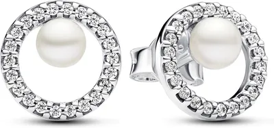 Immagine prodotto di Orecchini a cerchio di PANDORA in argento 925 con perle e zirconi