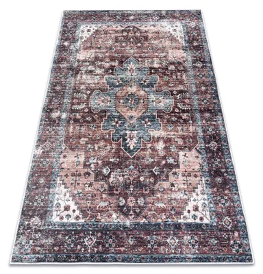 Image de Tapis lavable ANDRE 1826 Ornement, vintage antidérapant - marron et bleu  multicolore 160x220 cm