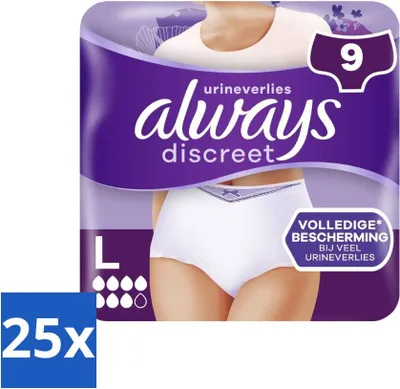 Produktbild von Always – Inkontinenzhöschen – Für Frauen mit Harninkontinenz Größe L – 9 Höschen - Vorteilspack - 25 Stücke